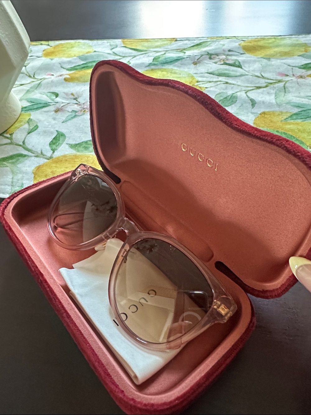 Gucci Pink Transparent Frame Sunglasses